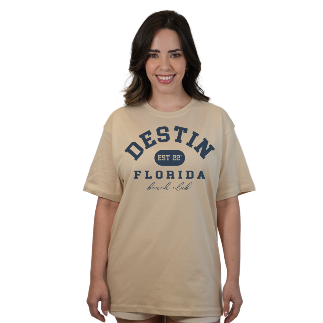 Destin Florida Combed Cotton Women T-Shirt with a Front Est. 22 Beach Club Design Style CC1000