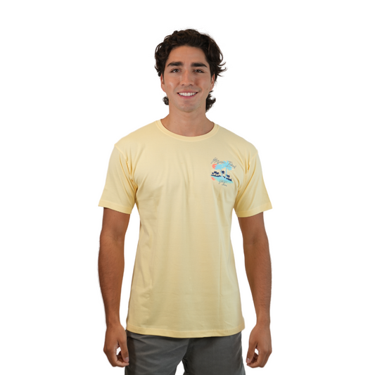 Marco Island Palm Tree Sunset Combed/Cotton Unisex Soft Yellow T-Shirt Style Cc1000
