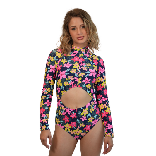 Cut-Out Long Sleeve One Piece Style B550-6008 LADIES SWIMWEAR alvinsisland.com S MAHALO