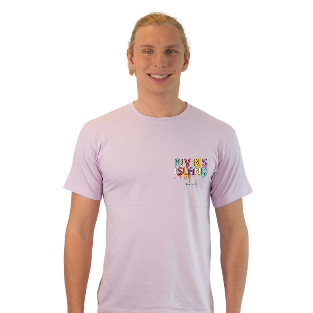 Destin Combed Cotton Men T-Shirt with a Alvin's island Drip Painting Design Style CC1000