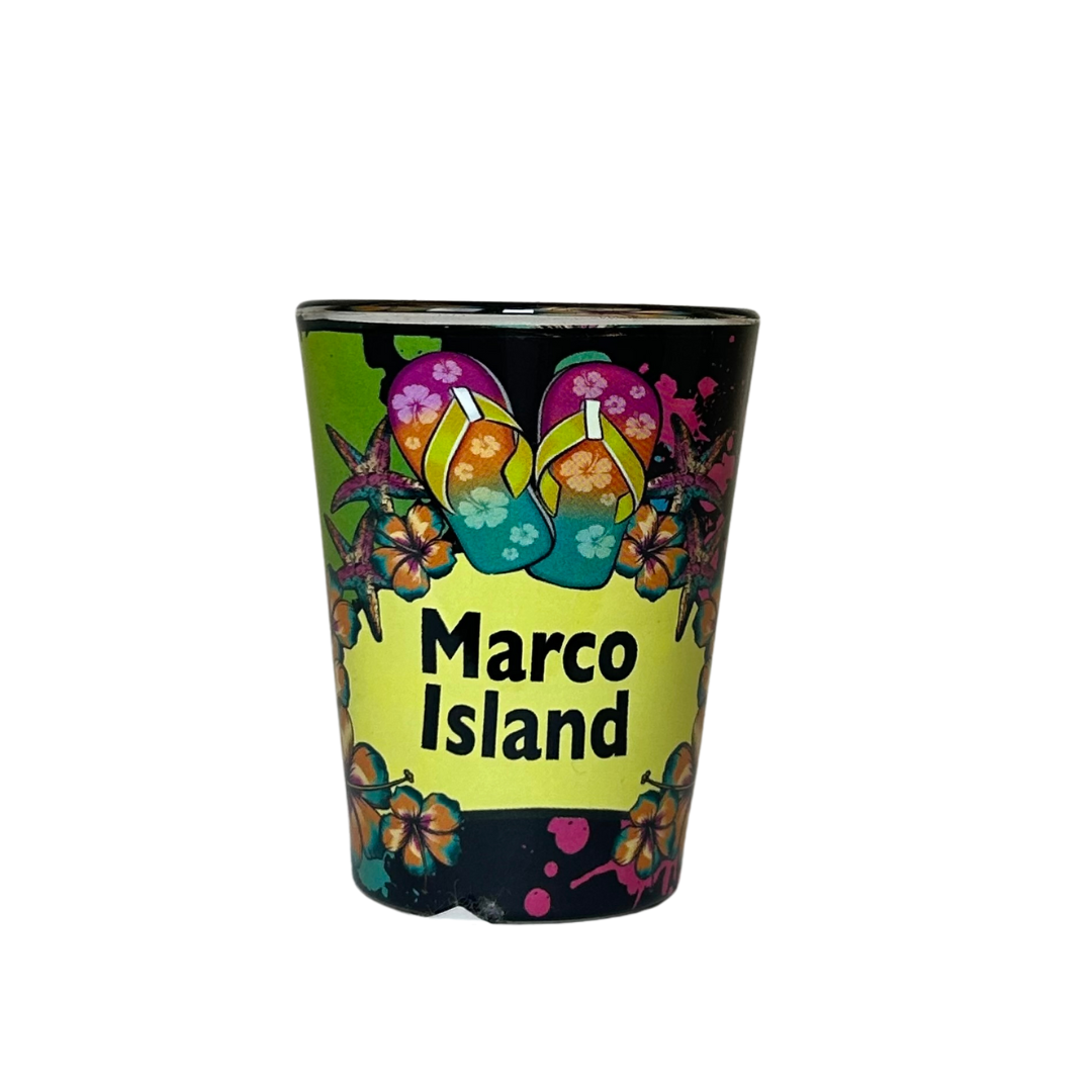 Marco Island Hibiscus Color Black Shots Glass
