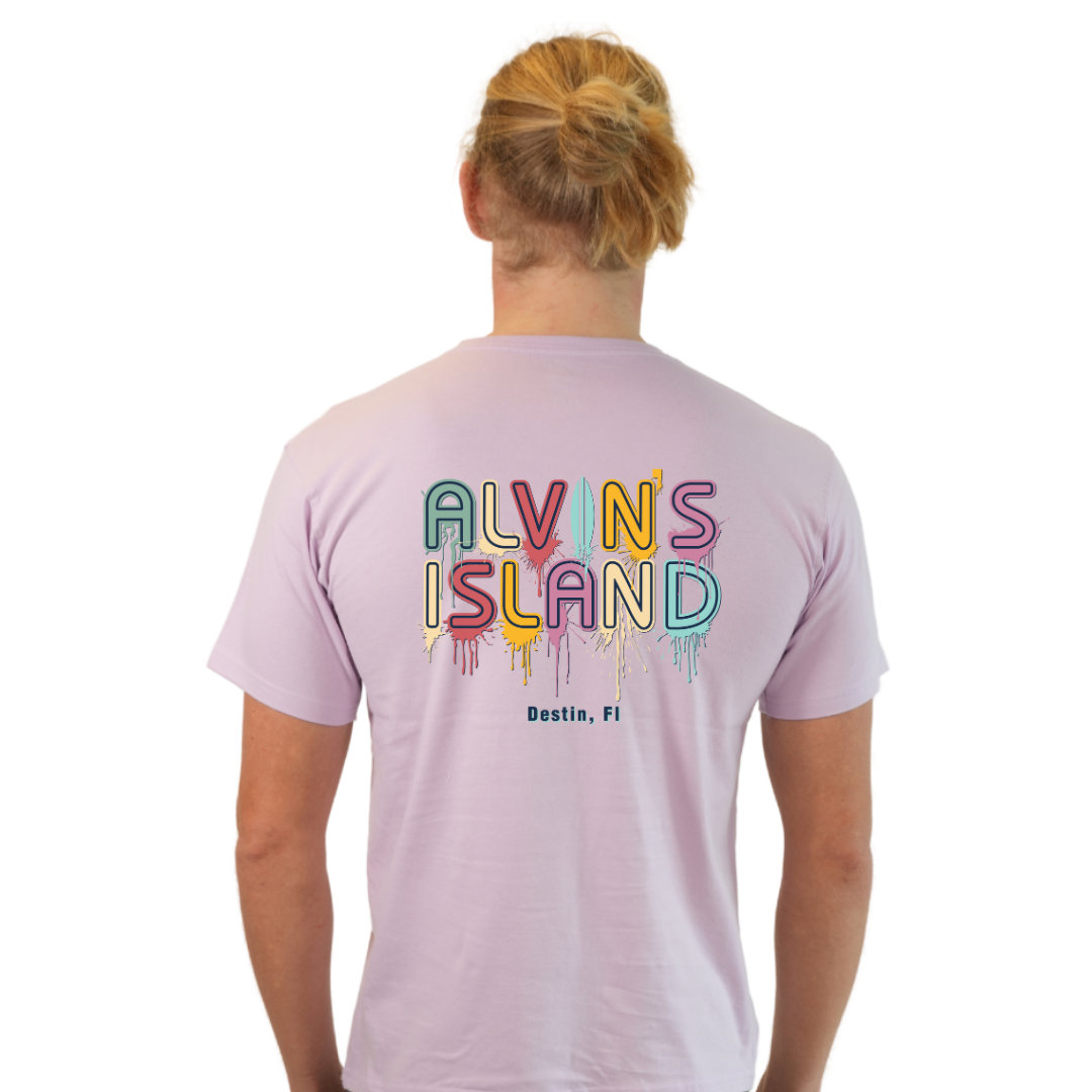 Destin Combed Cotton Men T-Shirt with a Alvin's island Drip Painting Design Style CC1000