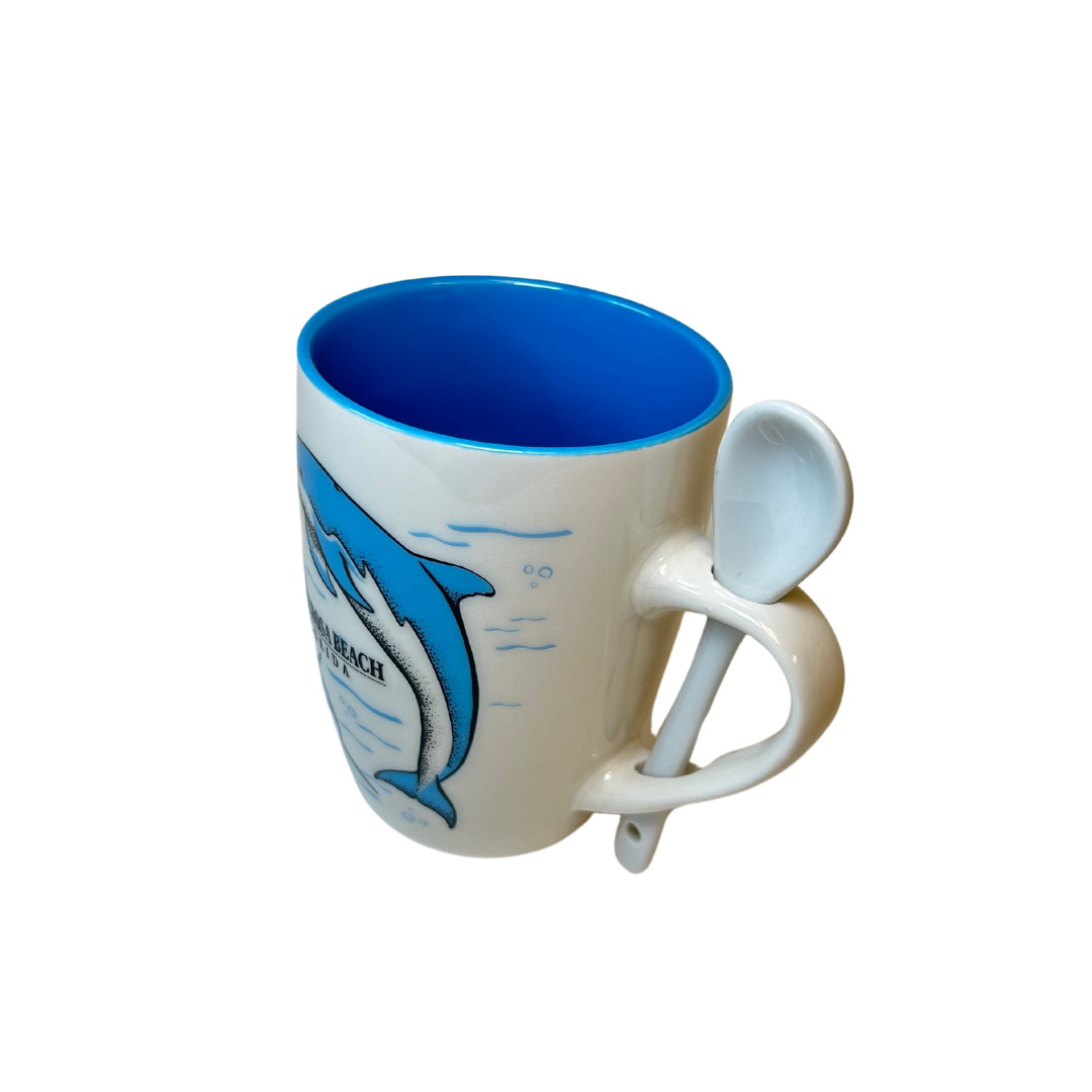 Santa Rosa Beach, Fl Dolphins Mug With Spoon souvenirs alvinsisland.com