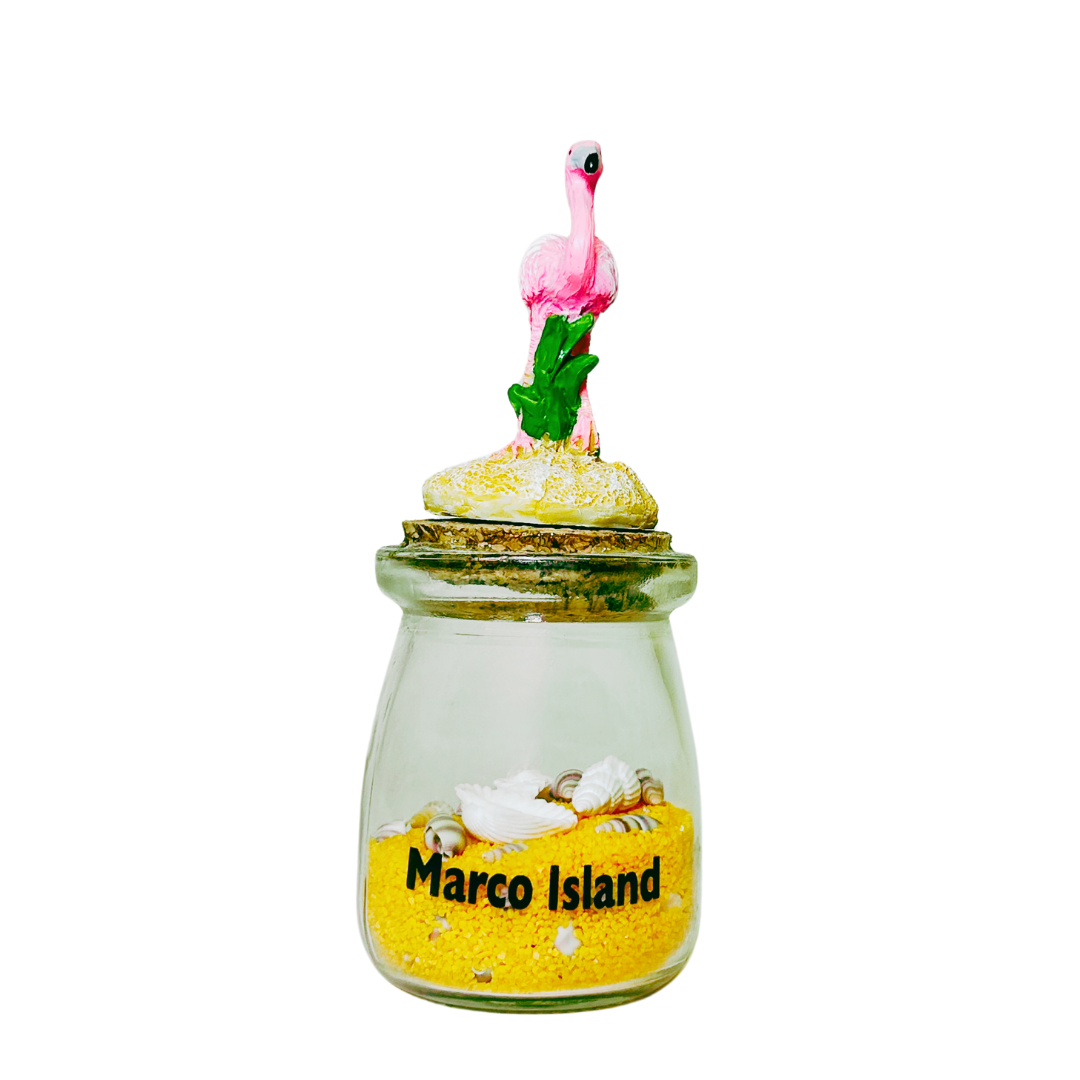 Marco Island Figurine Flamingo Pink Bottle Souvenir