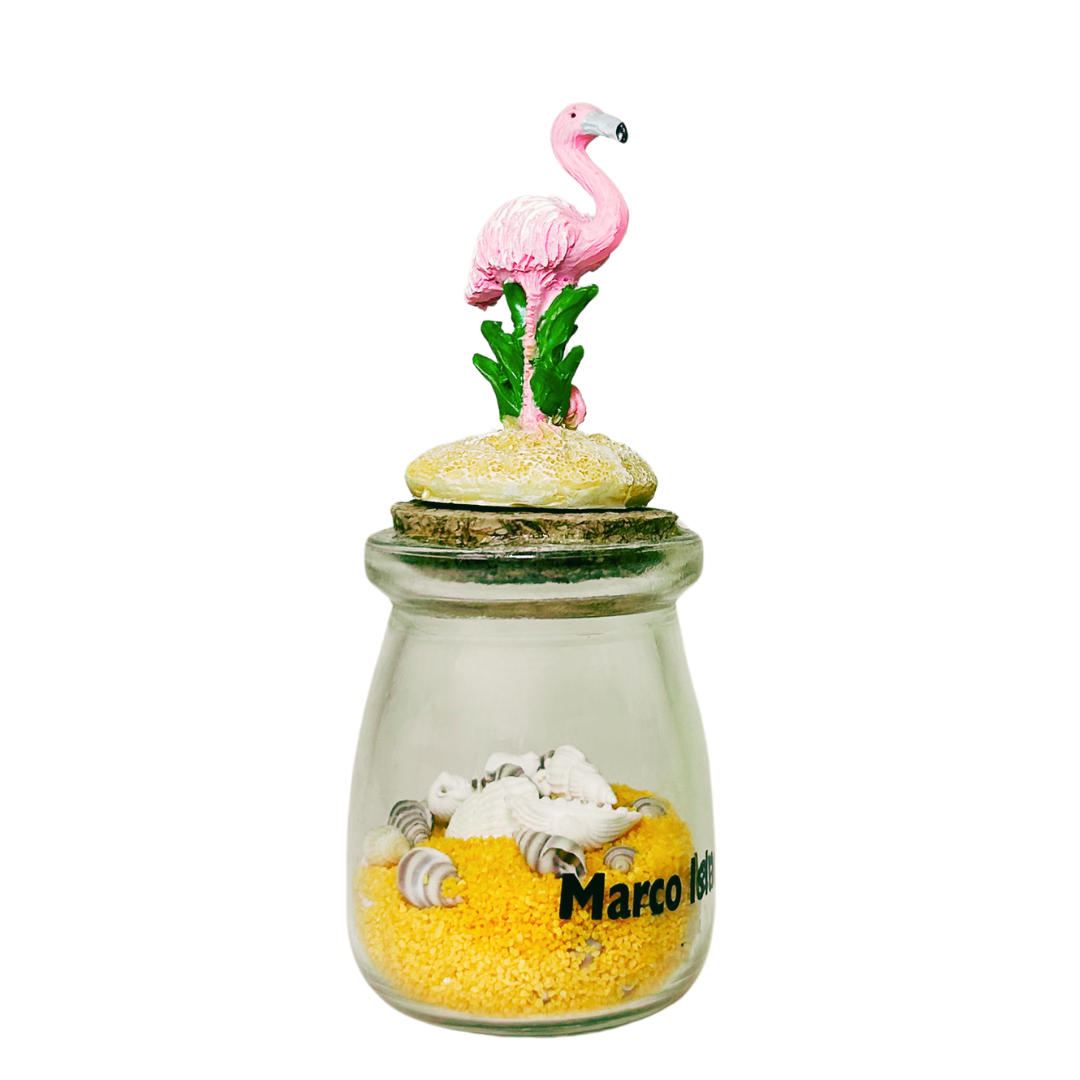 Marco Island Figurine Flamingo Pink Bottle Souvenir
