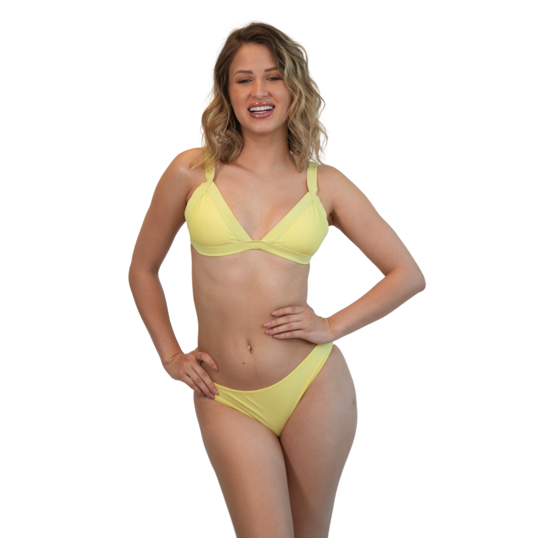 Set of Triangle Top and Classic Bottom- Yellow Style 962-2790|962-543 LADIES SWIMWEAR alvinsisland.com S YELLOW