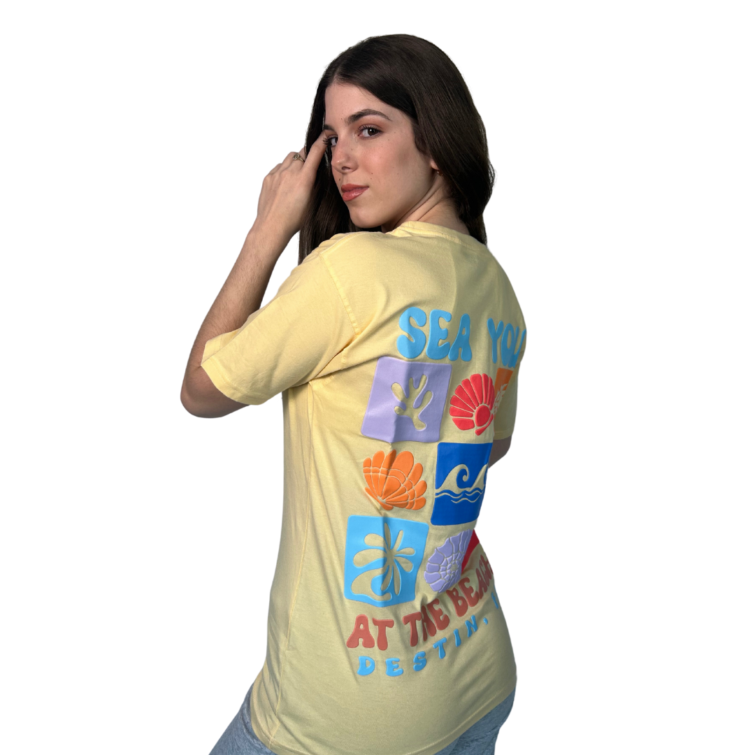 Destin, Fl Combed Cotton Women T-Shirt with Sea You at the beach Design Style CC1000