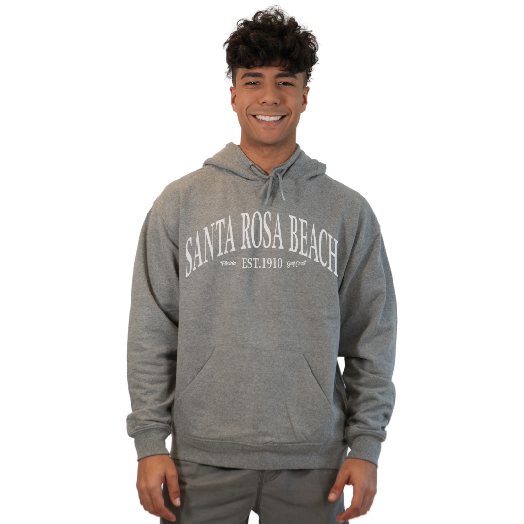 Santa Rosa Beach Pullover Hoodie Men with Big Front White Letters Design Style 252