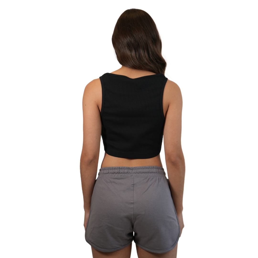 Marco Island Women Knot Crop Top with Salty Waves Est. 1964 Design Color Black | Mauve Style 141