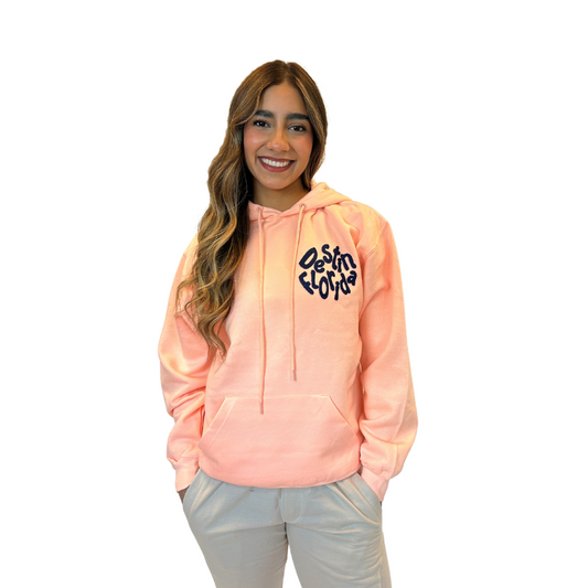 Destin Fl, Hoodie Women with Texture Patch on The Front and Back Salty Vibes Design Style 252Patch HOODIES alvinsisland.com Peach S