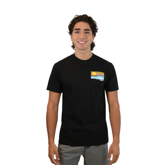 Marco Island Sunset/ Stripes Combed/Cotton Unisex Black T-Shirt Style Cc1000
