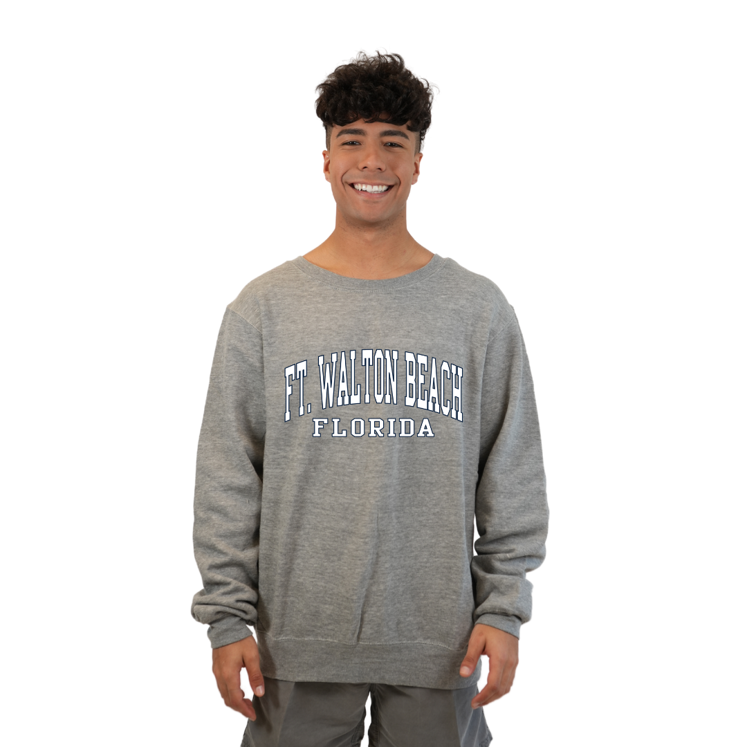 Ft. Walton Beach Fleece Crewneck Sweatshirt Men with a City Name Design Style 067