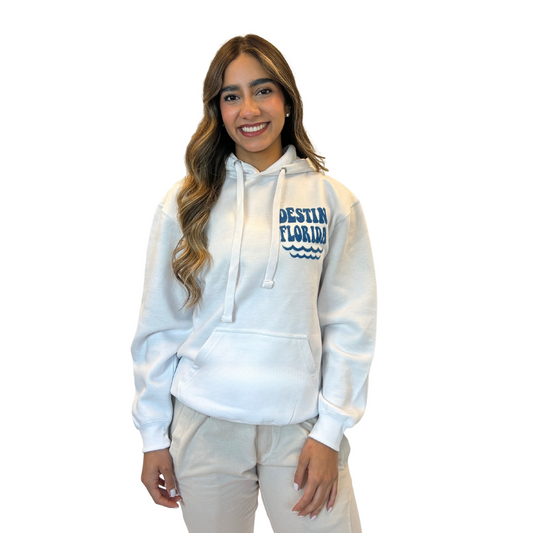 Destin Fl, Hoodie Women with Texture Patch on The Front and Back Design Style 252Patch HOODIES alvinsisland.com White S