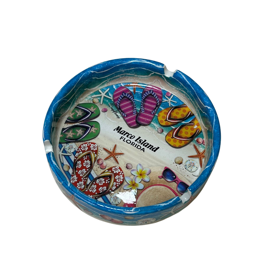 Marco island Sandals Ashtrays 5" Diameter Ceramic Round