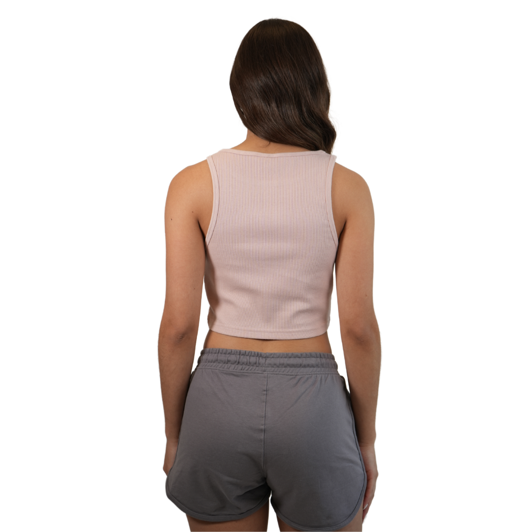 Marco Island Women Knot Crop Top with Salty Waves Est. 1964 Design Color Black | Mauve Style 141