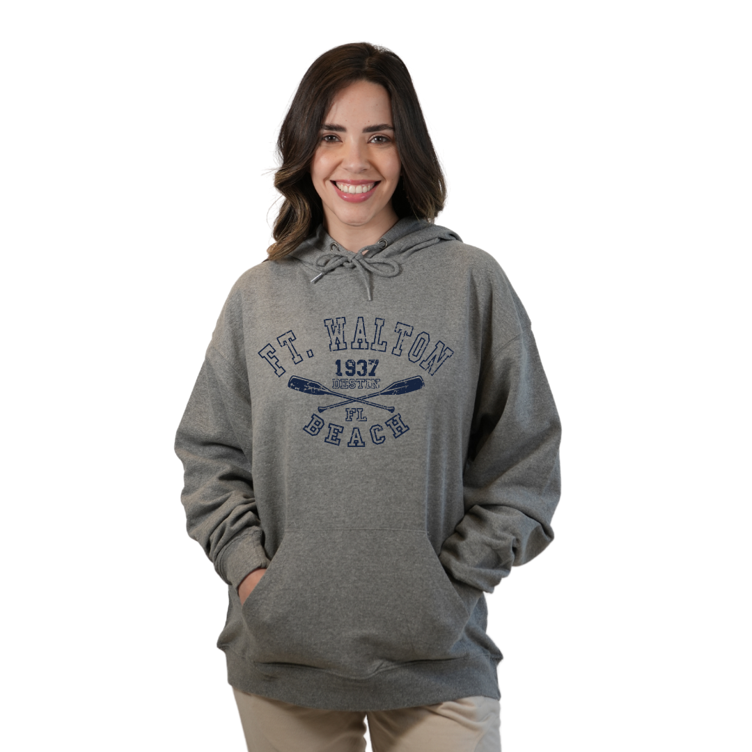 Ft. Walton Beach Pullover Hoodie Women with a Big Name Letters, two paddels 1937 Design Style 252