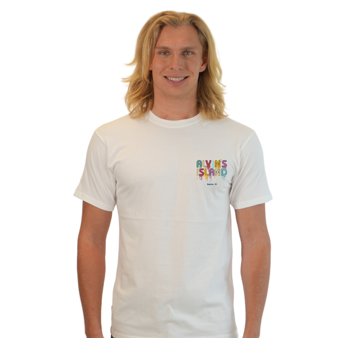 Destin Combed Cotton Men T-Shirt with a Alvin's island Drip Painting Design Style CC1000