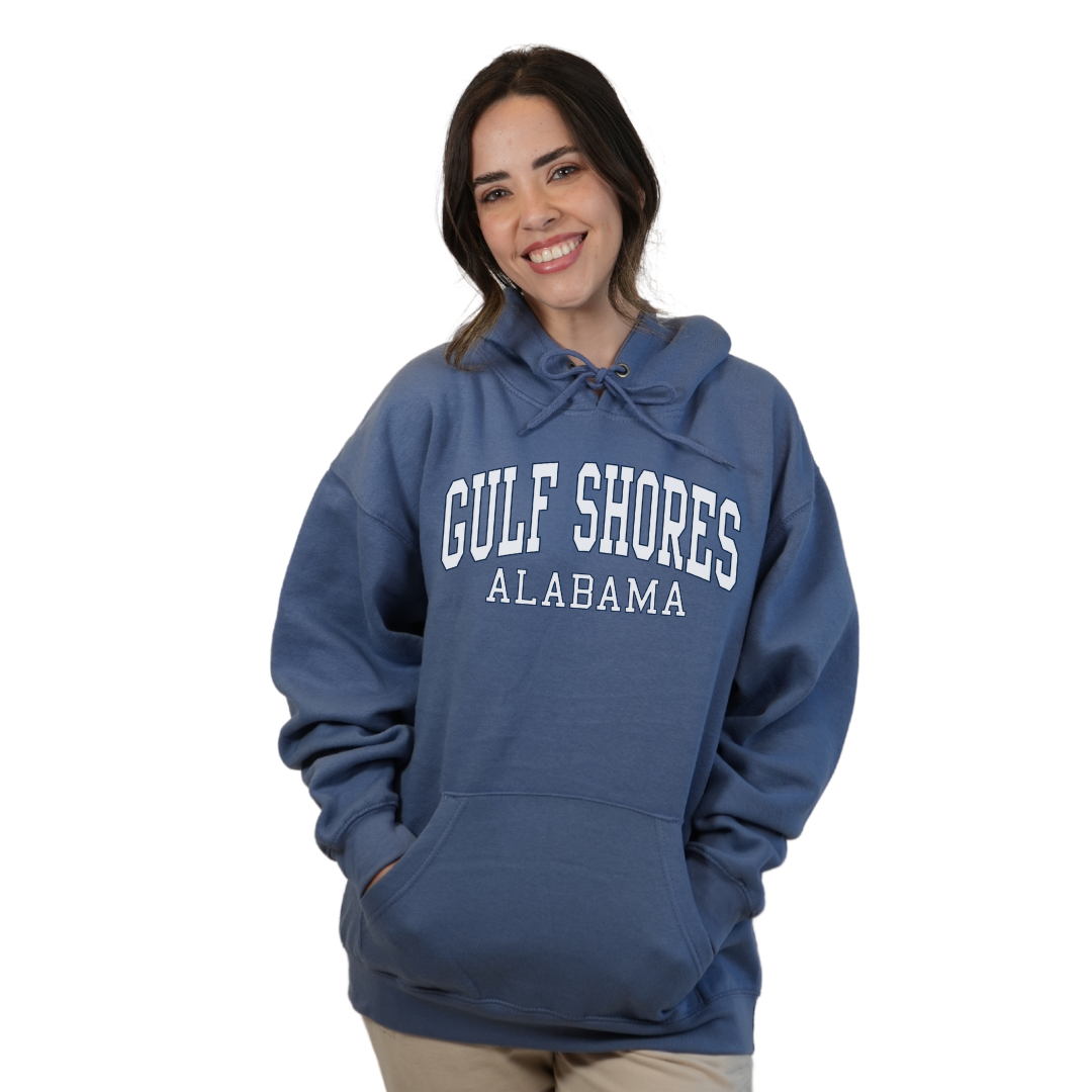 Gulf Shores Alabama Pullover Hoodie Women with Big Front Letters Design Style 252