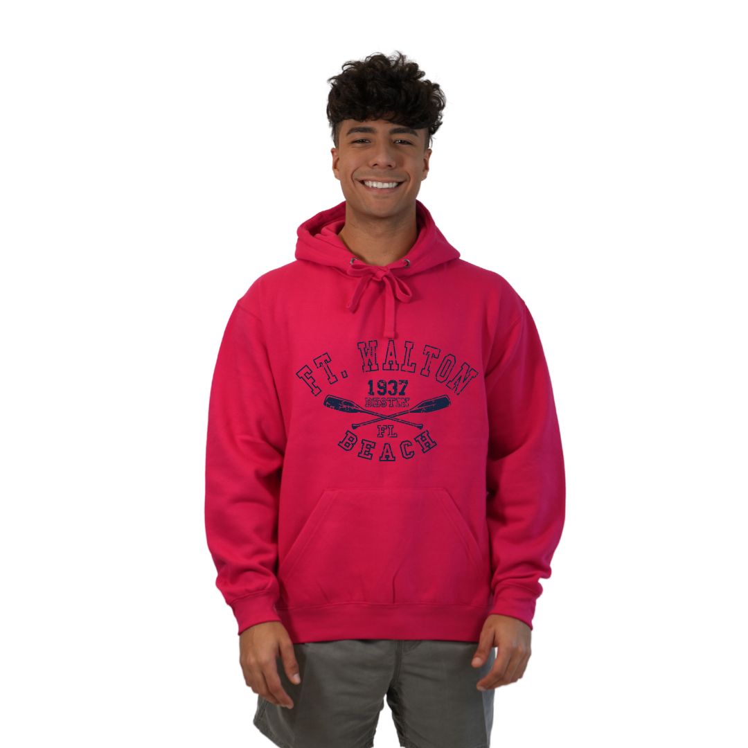 Ft. Walton Beach Pullover Hoodie Men with a Big Name Letters, two paddels 1937 Design Style 252