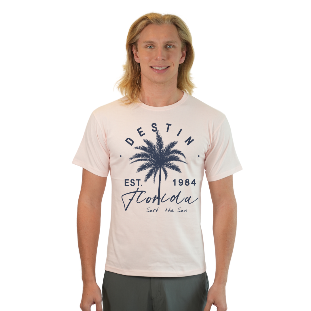 Destin Florida Combed Cotton Men T-Shirt with a Front Palm Tree Est. 1984 Design Style CC1000