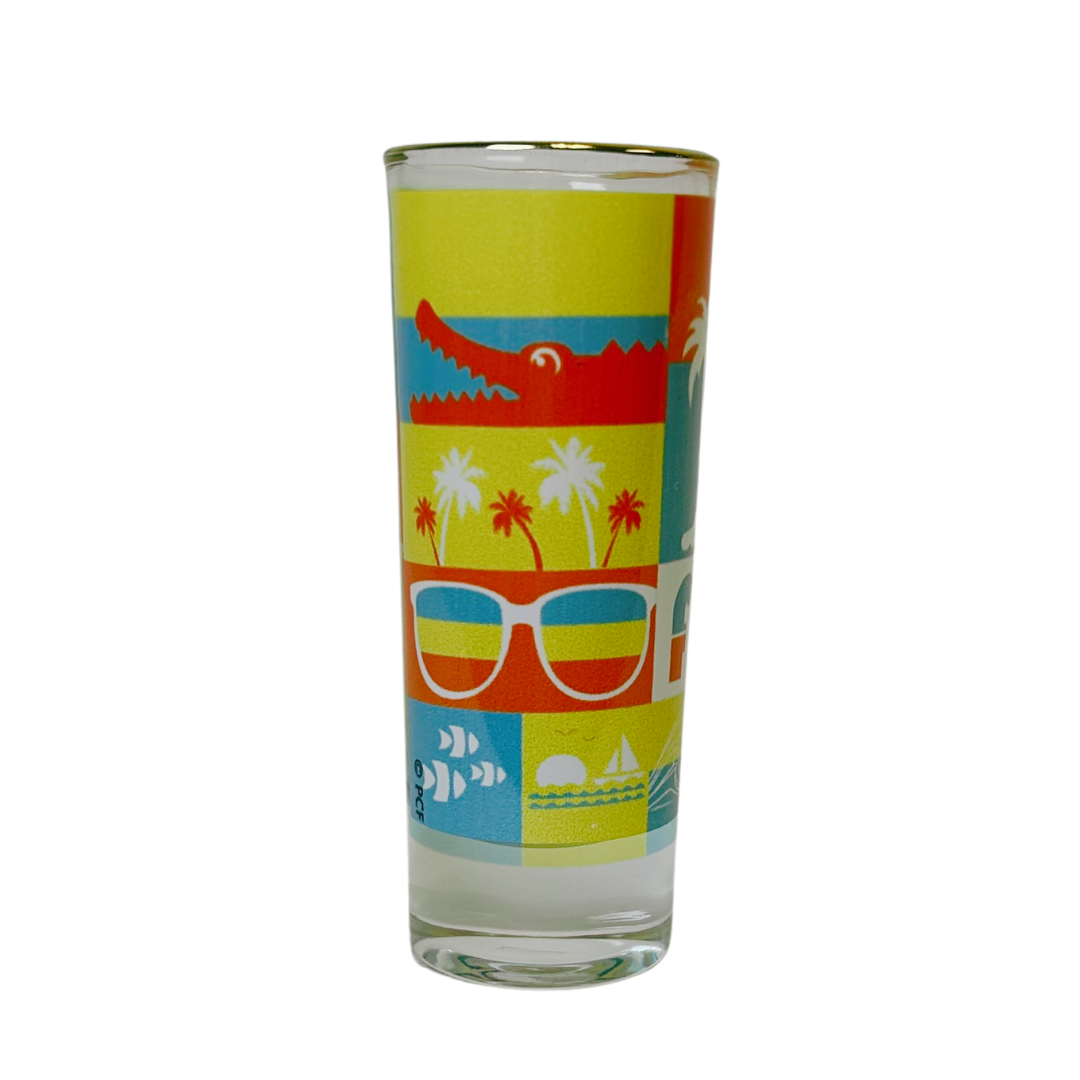 Florida Icons Yellow Shoot Glass Tube Gld Rim souvenirs alvinsisland.com