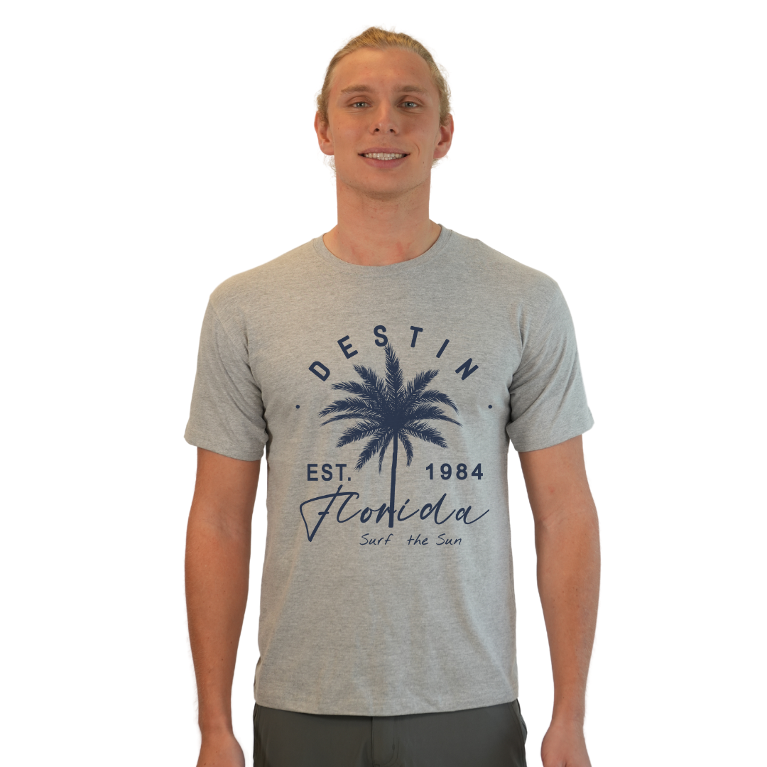 Destin Florida Combed Cotton Men T-Shirt with a Front Palm Tree Est. 1984 Design Style CC1000