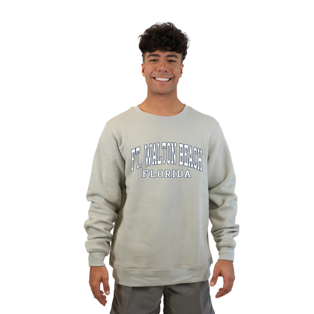 Ft. Walton Beach Fleece Crewneck Sweatshirt Men with a City Name Design Style 067