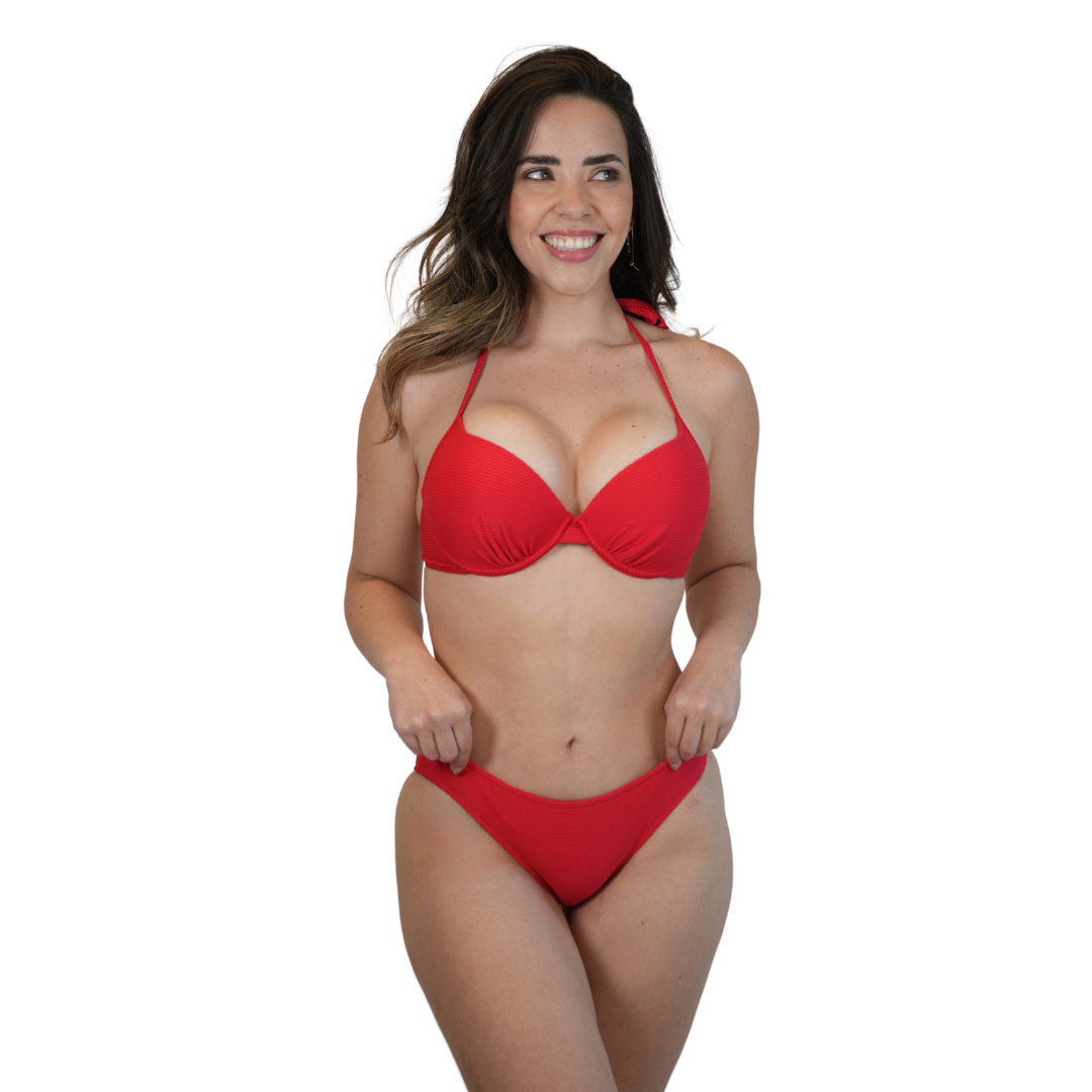 Set of Underwire Padded Push Up Top and Ribbed Solid Bottom Color Cherry Style 962-5537|962-543 LADIES SWIMWEAR alvinsisland.com