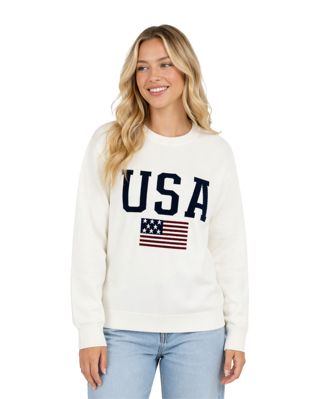 USA Flag Lightweight Women’s Crewneck Sweater