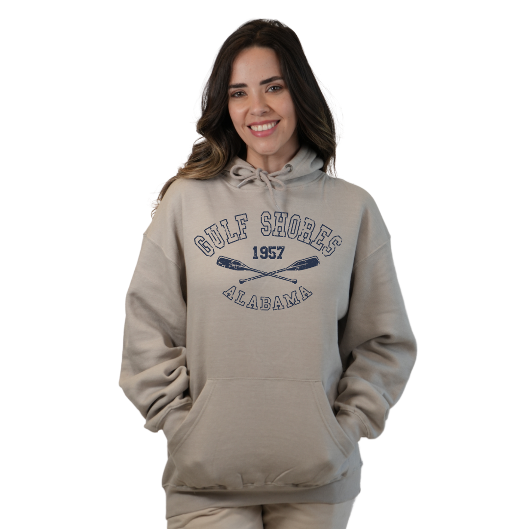 Gulf Shores Alabama Pullover Hoodie Women with Front Big Letters 1957 Design Style 252