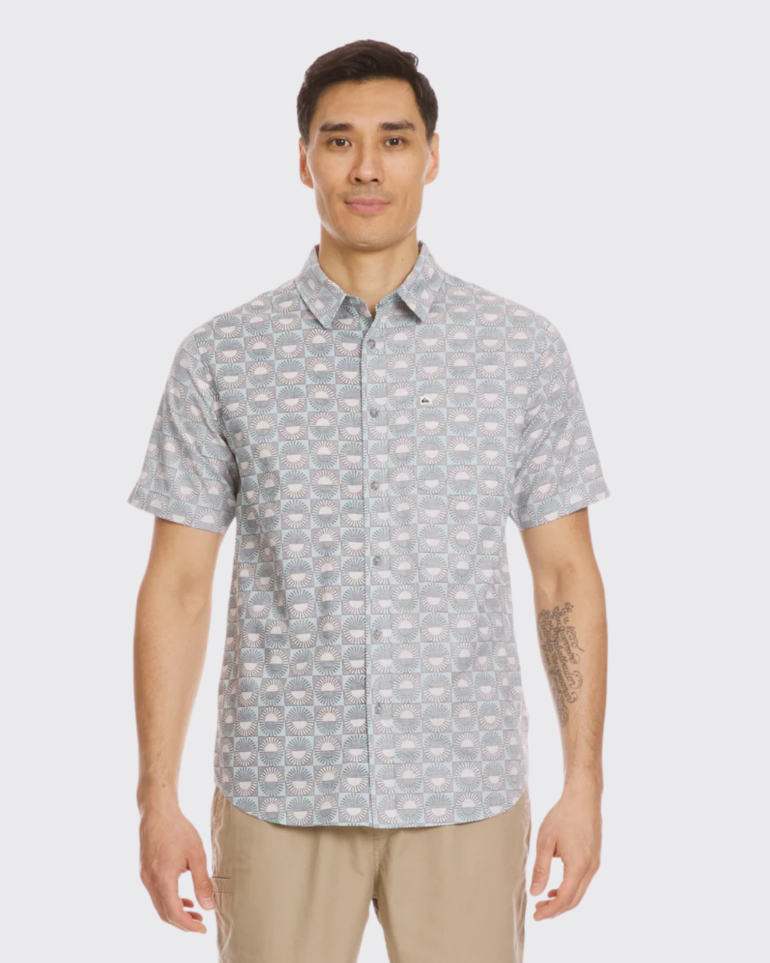 Quiksilver Men's Florever Classic Short Sleeve Shirt Jade Grey | XL