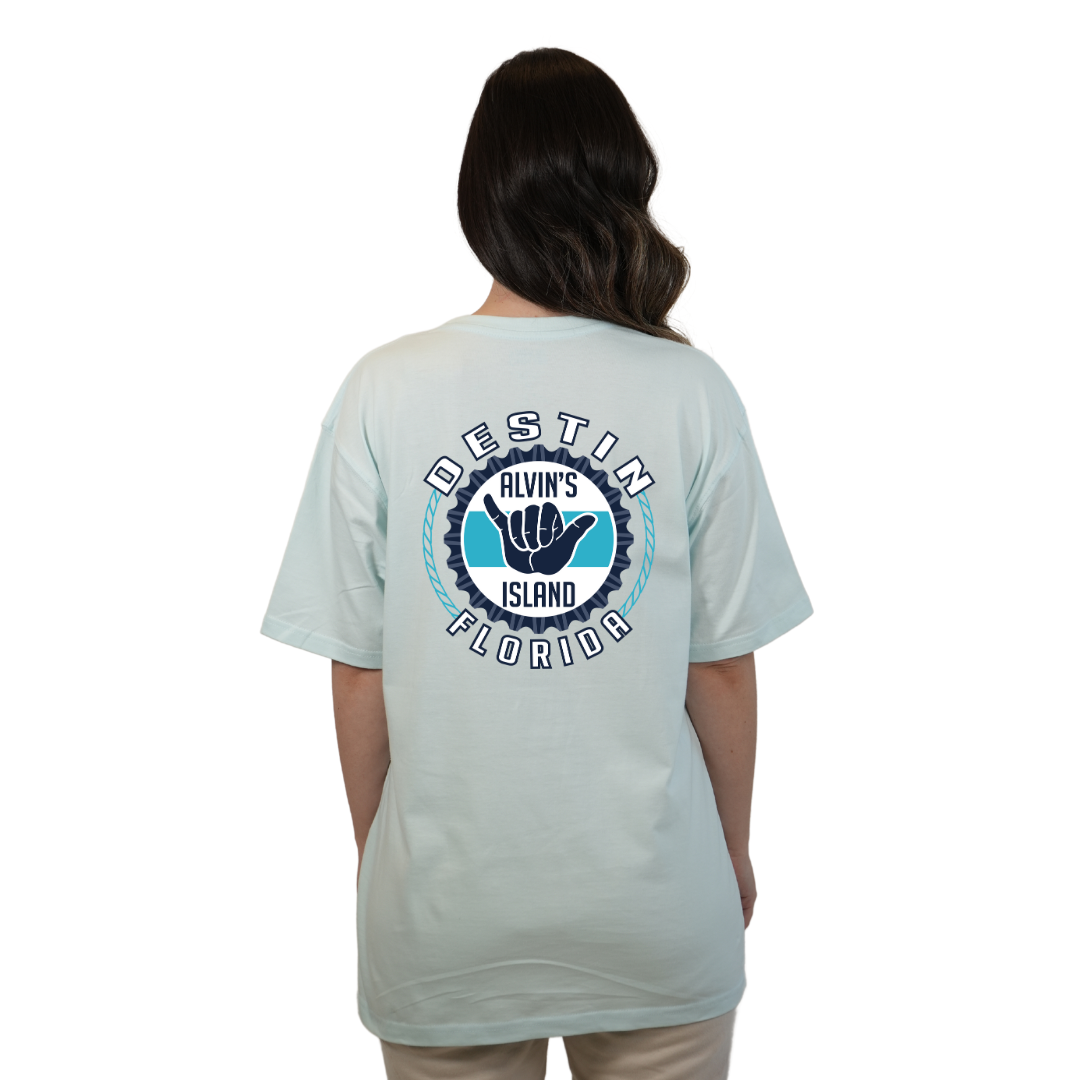 Destin Combed Cotton Women T-Shirt with a Alvin's island Hang Loose Design Style CC1000 T-SHIRT alvinsisland.com