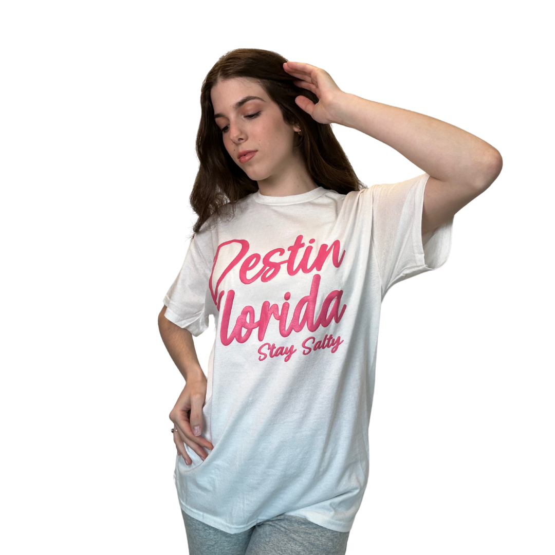 Destin Fl, Stay Salty Pink Design T-Shirt
