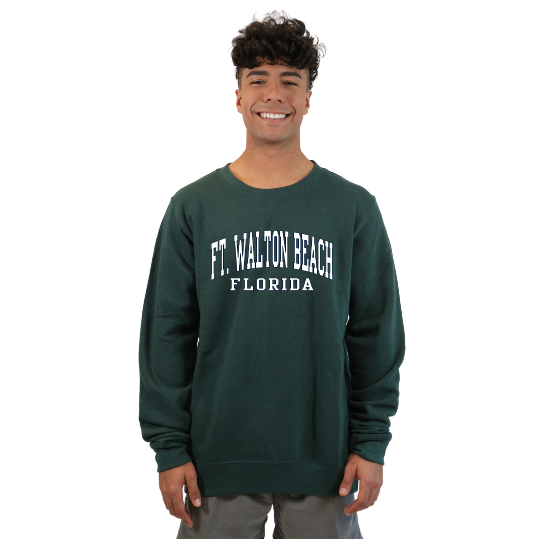 Ft. Walton Beach Fleece Crewneck Sweatshirt Men with a City Name Design Style 067