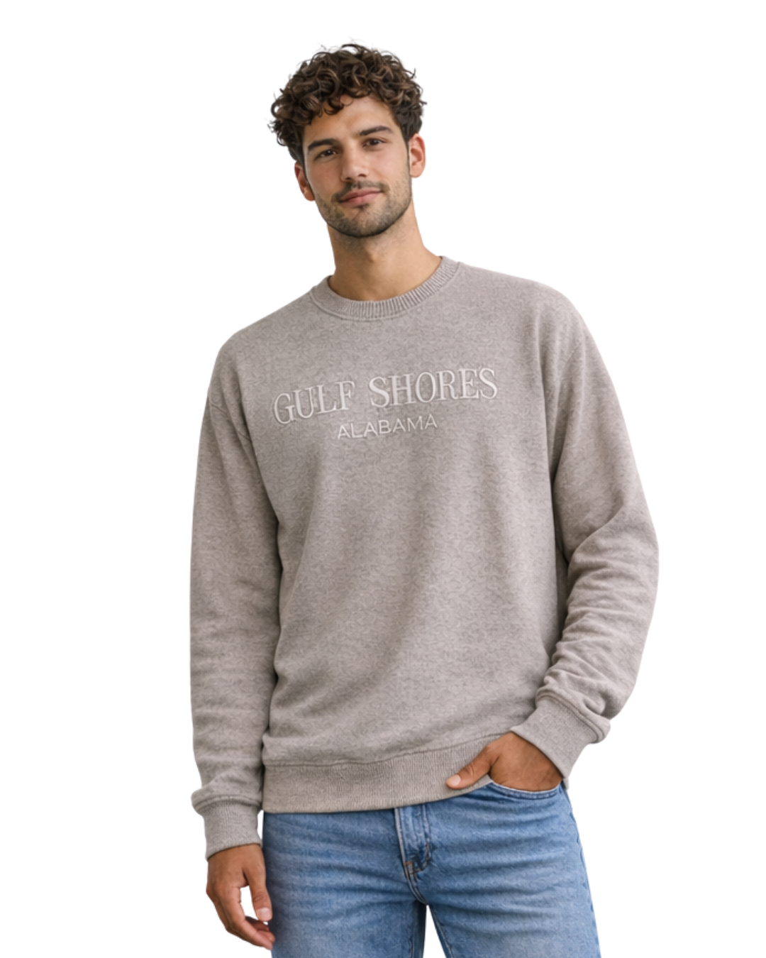 Gulf Shores, AL Nantucket Crewneck – Embroidered City Name Appliqué (Style AP267AI) crewneck alvinsisland.com Sand S