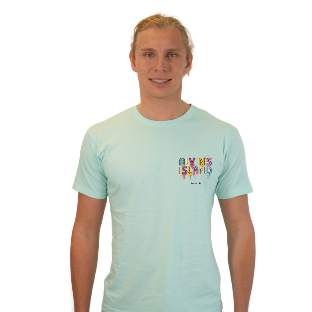 Destin Combed Cotton Men T-Shirt with a Alvin's island Drip Painting Design Style CC1000