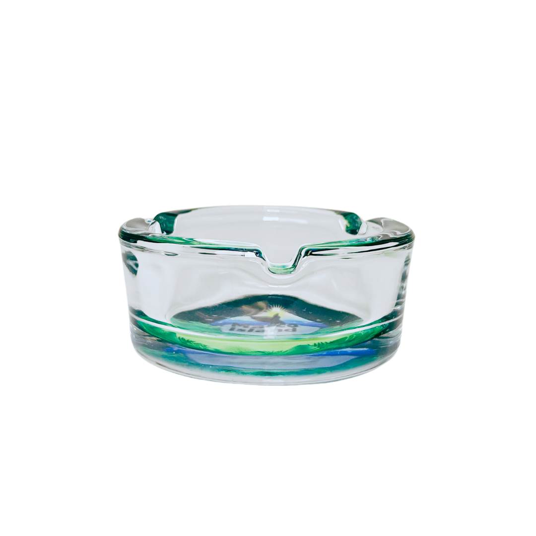 Marco island Blue and Green Ashtrays 3.5" Diameter Glass Round
