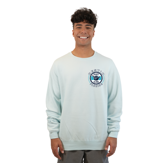 Destin Florida Fleece Crewneck Sweatshirt Men with Alvin's Island Hang Loose Front and Back Design Style 067 SWEATSHIRT alvinsisland.com Pool day S
