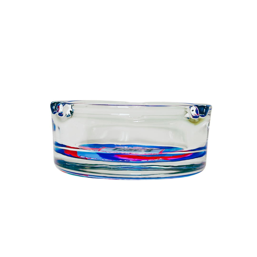 Marco island Blue and Pink Ashtrays 3.5" Diameter Glass Round