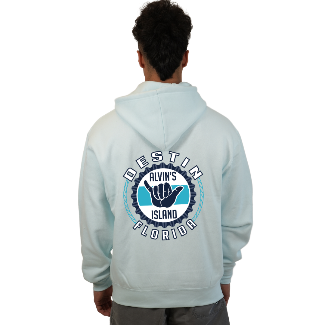 Destin Pullover Hoodie Men with Alvin's Island Hang Loose Front and Back Design Style 252