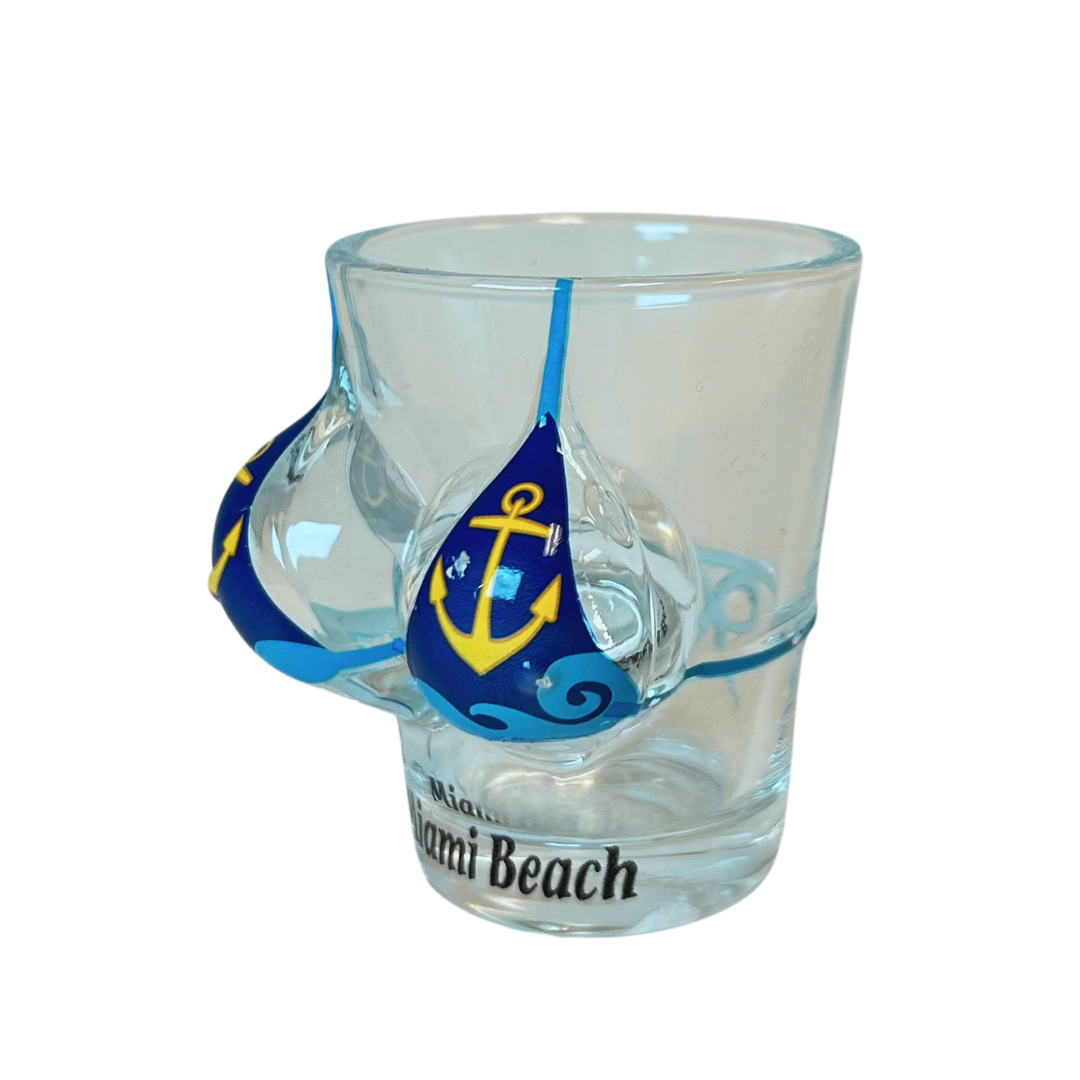 Miami Bikini Bust Flamingo 3d Shot Glass souvenirs alvinsisland.com