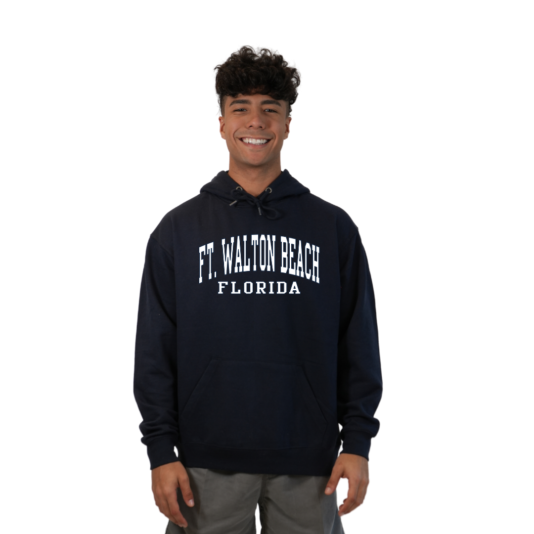 Ft. Walton Beach Pullover Hoodie Men with a City Name White design Style 252 HOODIES alvinsisland.com Navy S