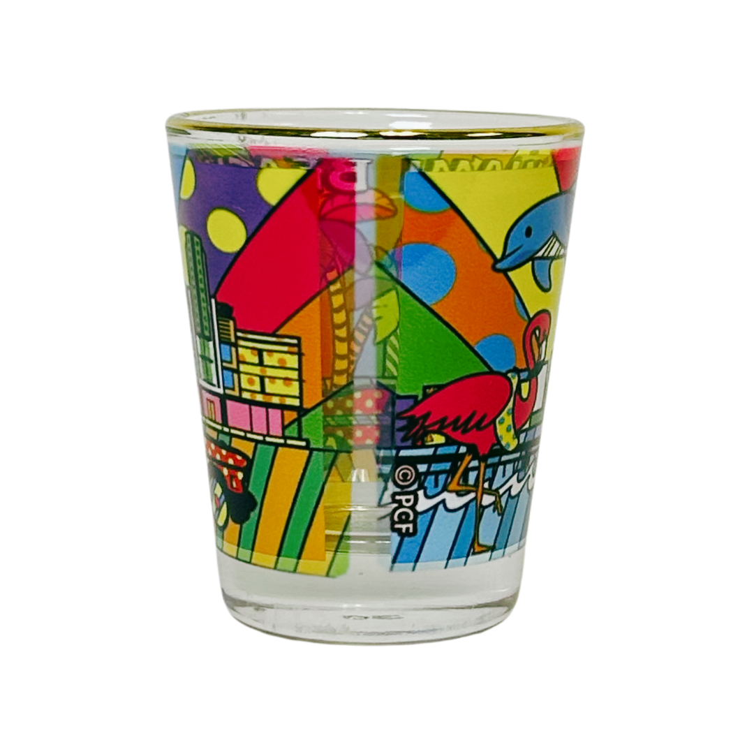 Miami Shots Color City Glass Gold Rim souvenirs alvinsisland.com