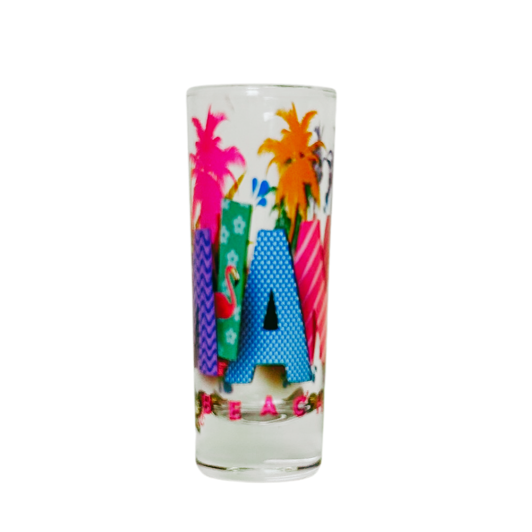 Miami Colorfull Glass Trans Tube 4"High 1.5 Diameter souvenirs alvinsisland.com
