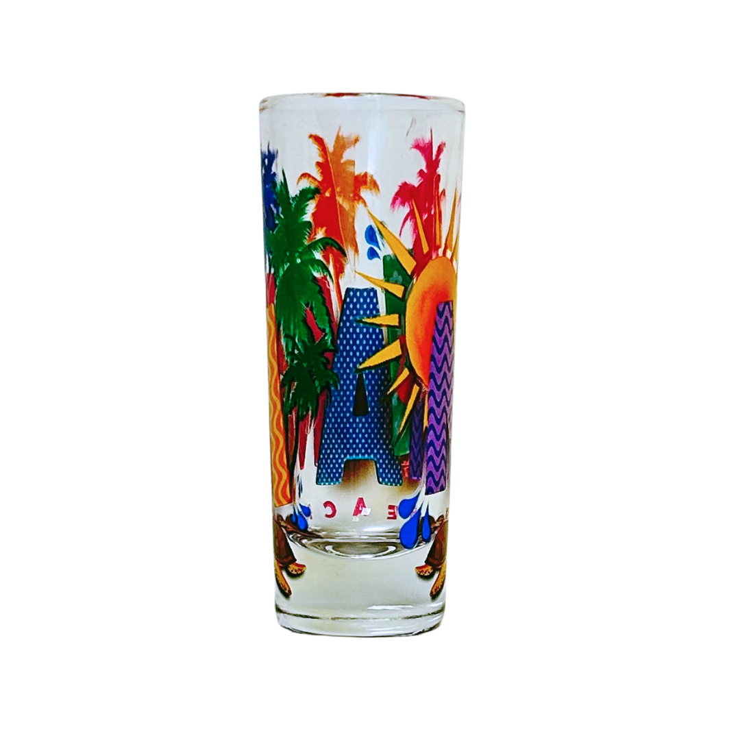 Miami Colorfull Glass Trans Tube 4"High 1.5 Diameter souvenirs alvinsisland.com