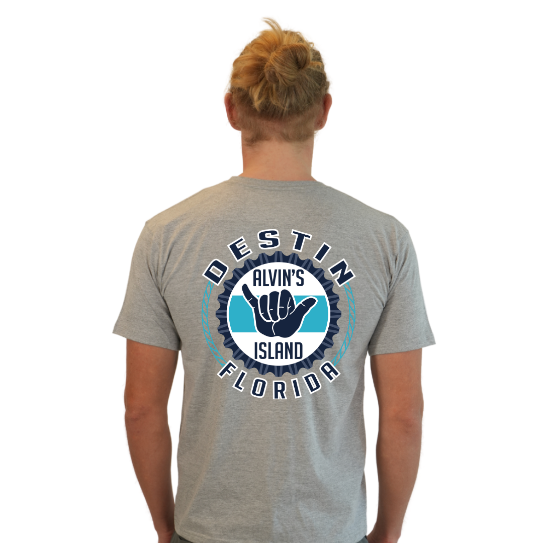 Destin Combed Cotton Men T-Shirt with a Alvin's island Hang Loose Design Style CC1000 T-SHIRT alvinsisland.com