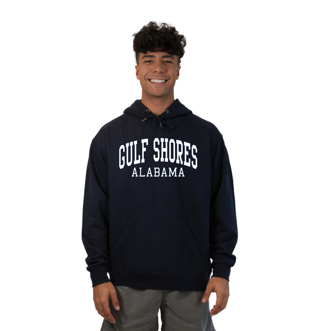 Gulf Shores Alabama Pullover Hoodie Men with Big Front Letters Design Style 252