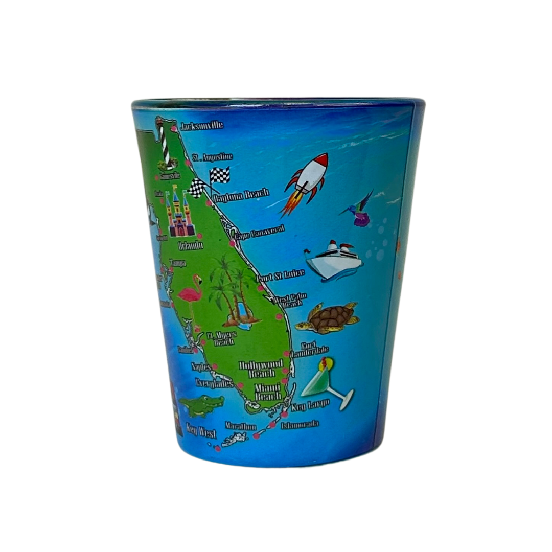 Florida Blue Map Shot Glass souvenirs alvinsisland.com