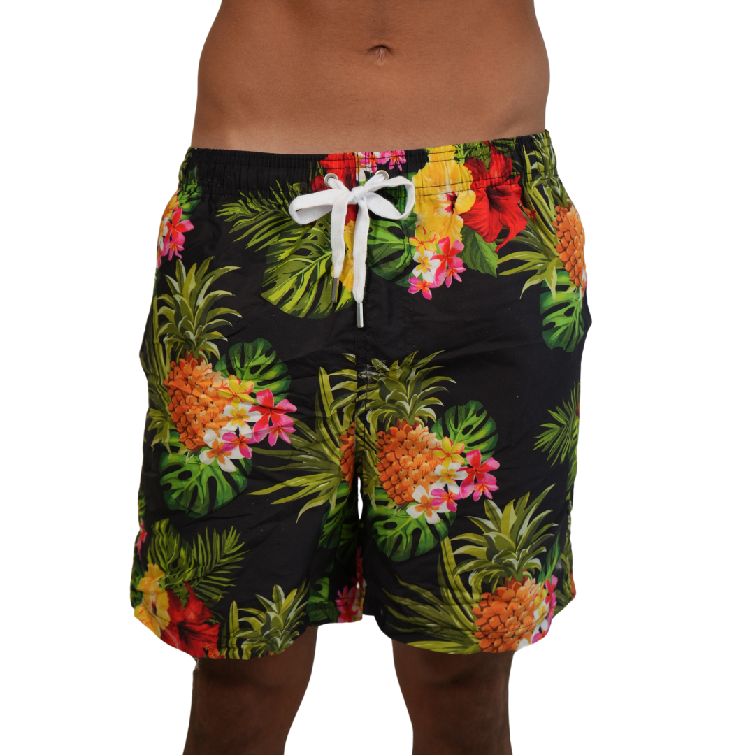 Mens Swim Trunks Pineapple Black Style Sm-005