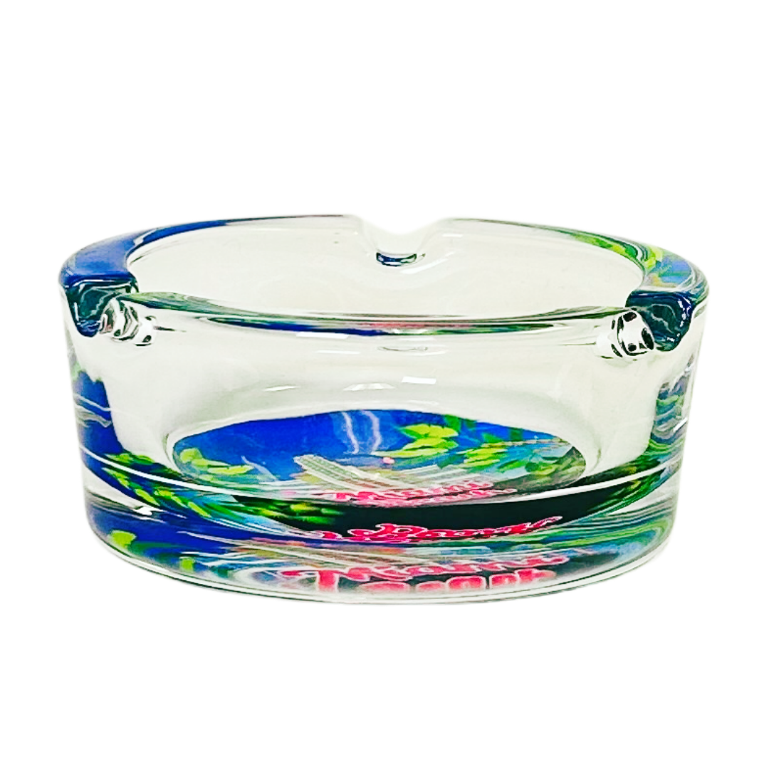 Miami Beach Palmtree Ashtrays 3.5" Diameter Glass Round souvenirs alvinsisland.com